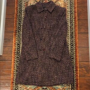 Vintage Purple Tweed Wool-Blend Light Coat Fully Lined With Pockets